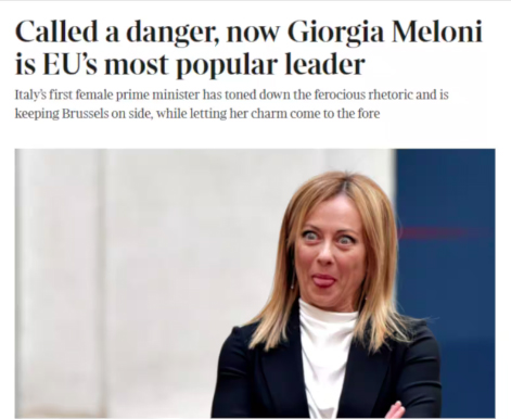 IL TIMES, MELONI LEADER PIÙ POPOLARE D’EUROPA