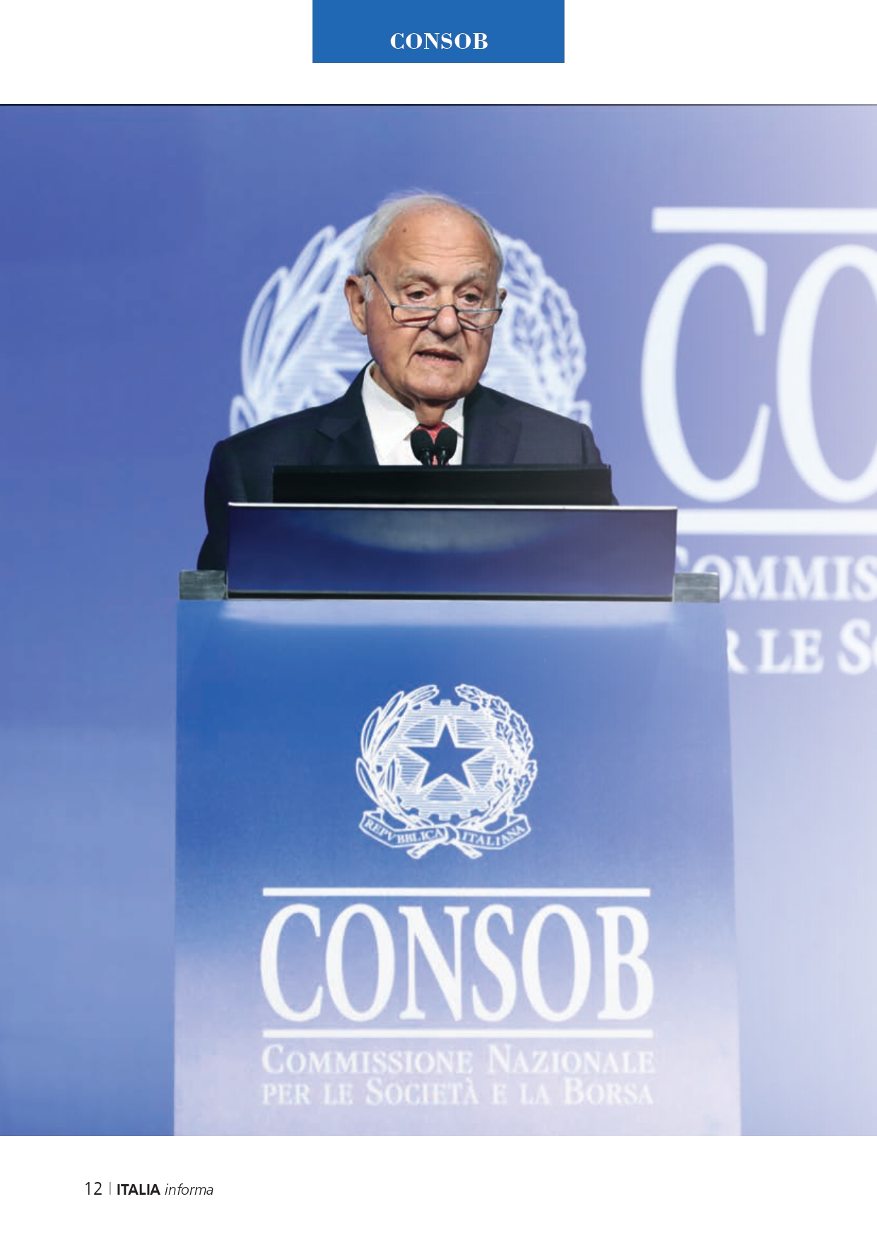 Prof. Paolo Savona, Presidente Consob Prof. Paolo Savona, Presidente Consob