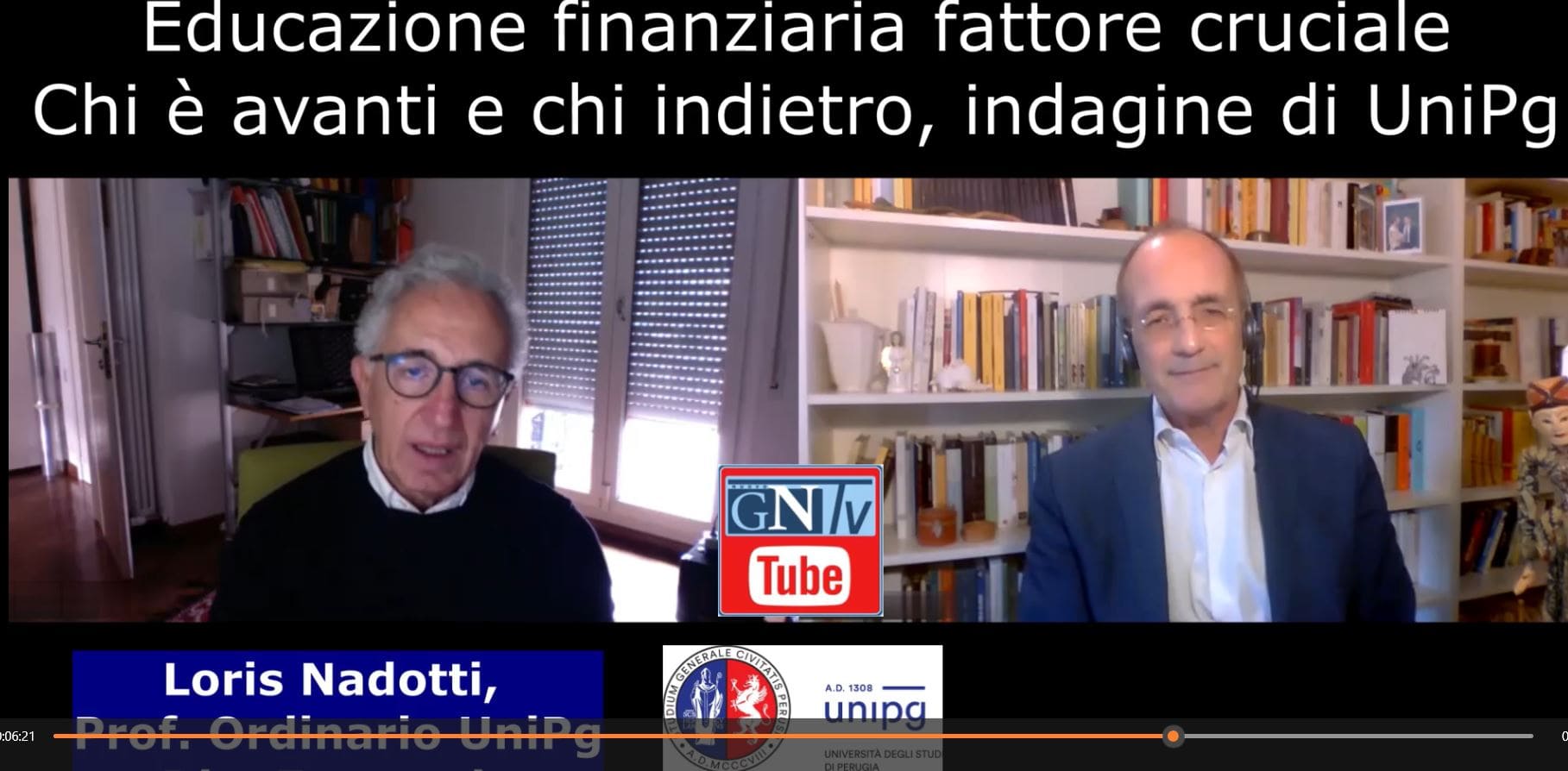Interviste: Educazione finanziaria, chi è avanti e chi indietro. Indagine UniPg Il professor Loris Nadotti durante l'intervista con Giuseppe Castellini