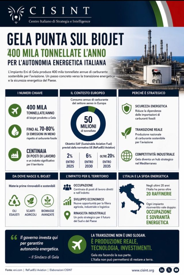 Gela punta sul biojet