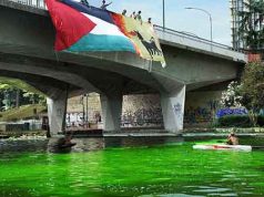 Laghetto verde all’EUR: attivisti protestano contro ENI e guerra Gaza Laghetto verde all'EUR