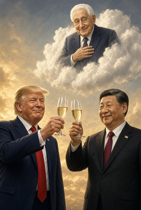 Il brindisi tra Trump e XiJinping (Immagine IA)