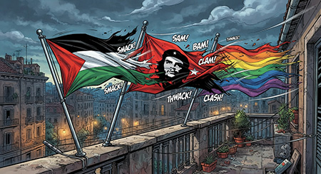 bandiere-rosse-palestinesi-lgbt Bandiere rosse, palestinesi e LGBT+
