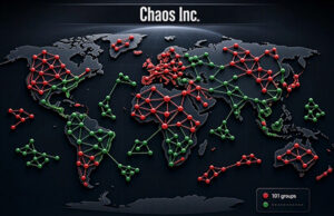 Il movimento globale “Chaos Inc.”: rete rosso verde con 101 gruppi