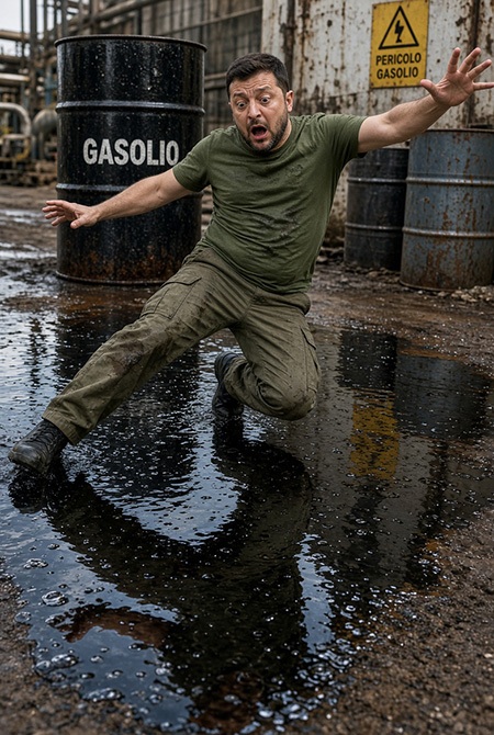 Zelensky è scivolato sul gasolio